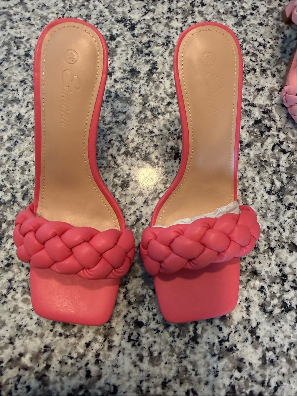Braided Slide Heels in Coral Pink - Women's
